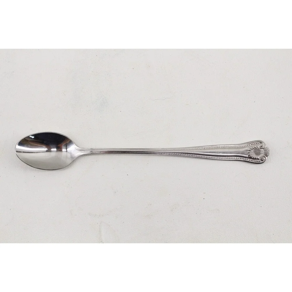 Towle Supreme STUART SHELL Beaded Stainless 9 Ice Tea Spoon 3 Dinner Fork‎